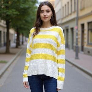 C&C Lightweight Yellow & White Striped Sweater